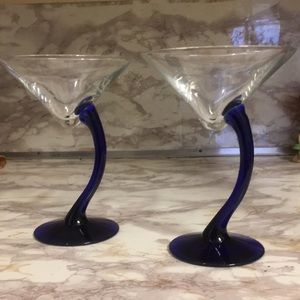 Libbey Cobalt Blue Martini Set Vintage Discontinued Glasses Set